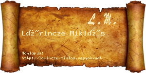 Lőrincze Miklós névjegykártya